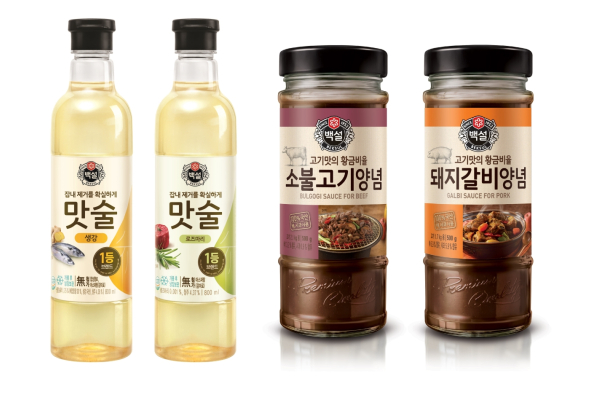 CJ 제일제당 백설 맛술 2종과 백설 고기양념장 2종 제품 이미지