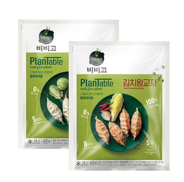 CJ제일제당은 2021년 12월 플랜테이블 브랜드의 첫 제품으로 대두, 완두 등으로 만든 TVP(Textured Vegetable Protein) 원료와 식물성 오일 등 100% 식물성 재료로 만든 왕교자 2종을 출시했습니다.
