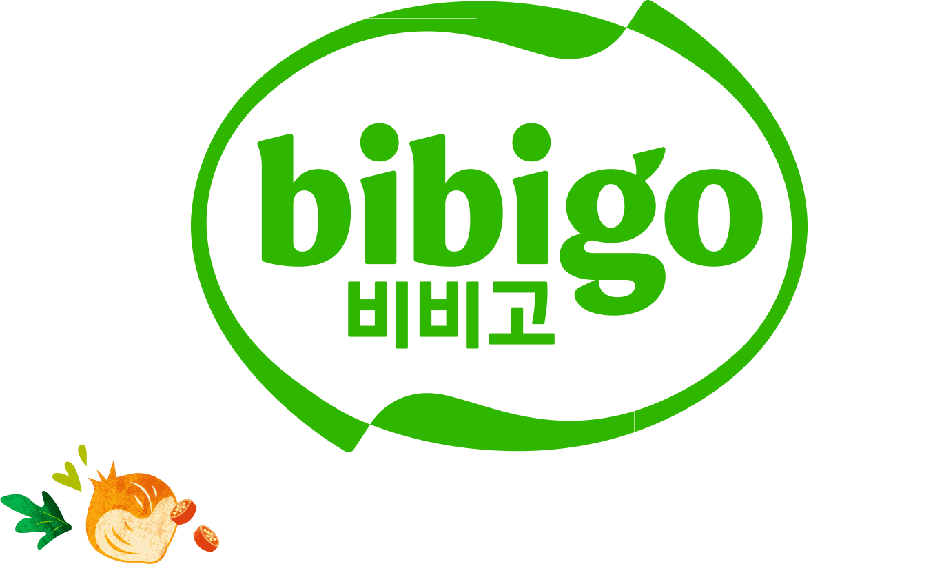 bibigo 비비고 - 원형 홀딩 쉐잎, 영문 워드마크, 한글 워드마크